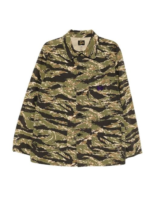 Giacca Con Stampa Camouflage di Needles in Green da Uomo