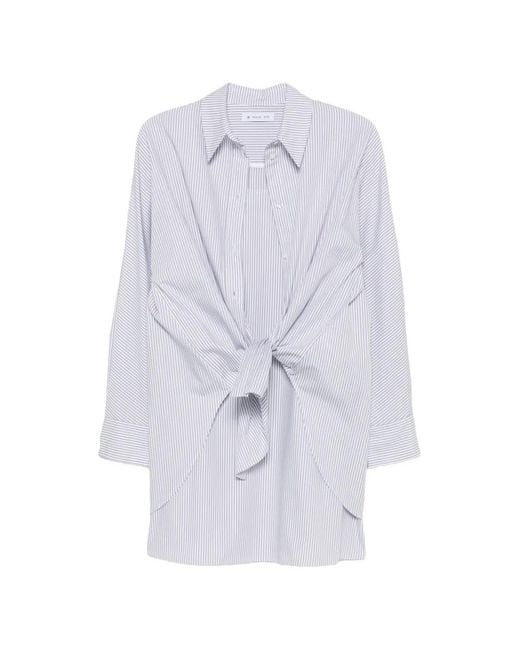 Manuel Ritz White Striped Tie-Waist Mini Dress