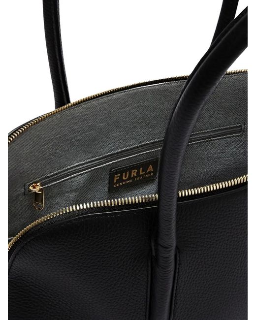 Furla Black M Atmosfera Dome Leather Tote Bag