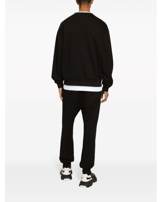 Dolce & Gabbana Black Logo-print Cotton Sweatshirt for men