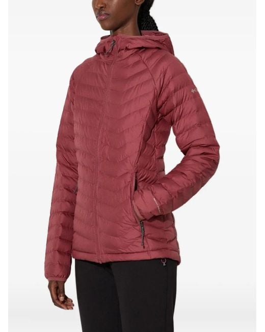 Columbia Red Hooded Chevron-Quilted Puffer Jacket