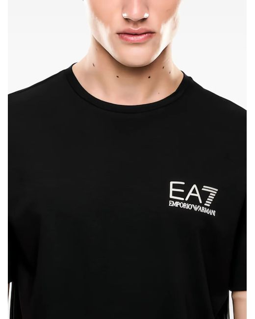 EA7 Black Logo-Print T-Shirt for men