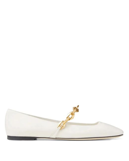 Jimmy Choo Diamond Tilda Leren Ballerina's in het White