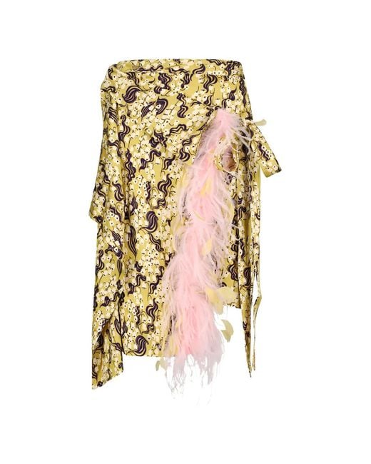 Des Phemmes White Feather Midi Skirt