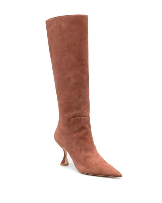 Stuart Weitzman Brown Pointed-Toe High-Heel Boots