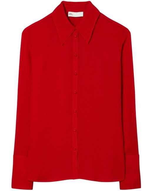 Tory Burch Red Straight-point Collar Button-down Shirt