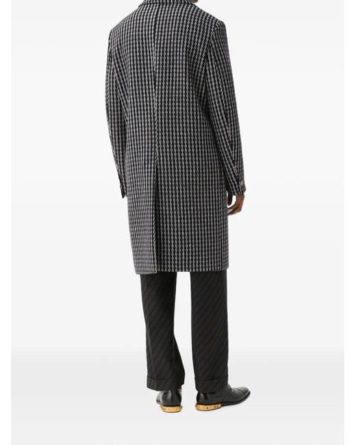Versace Gray Jacquard Wool & Cashmere Coat for men