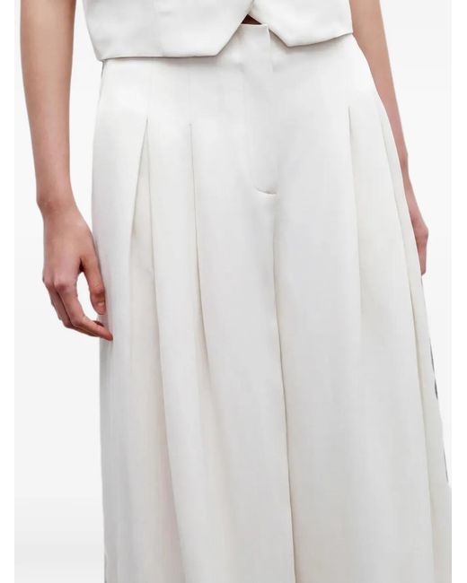 Twp White Drew Pleated Wide-Leg Trousers