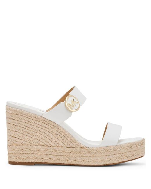 Michael Kors Natural Lucinda Leather Wedge Sandals