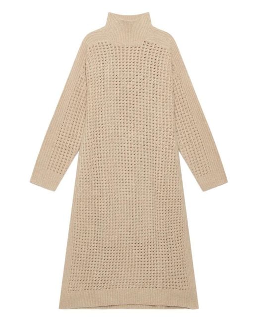 Maliparmi Natural High-Neck Knitted Midi Dress