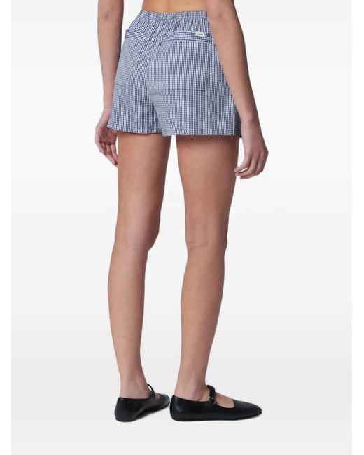 DUNST Blue Pajama Gingham-Check Drawstring Shorts