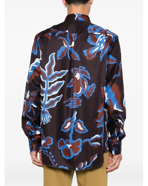 Paul Smith Blue Geometric-Print Shirt for men