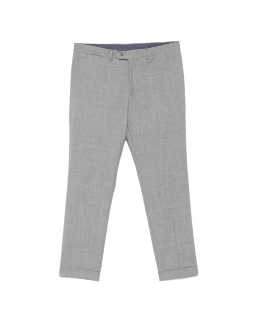 Barba Napoli Gray Pressed-Crease Turn-Up Trousers for men