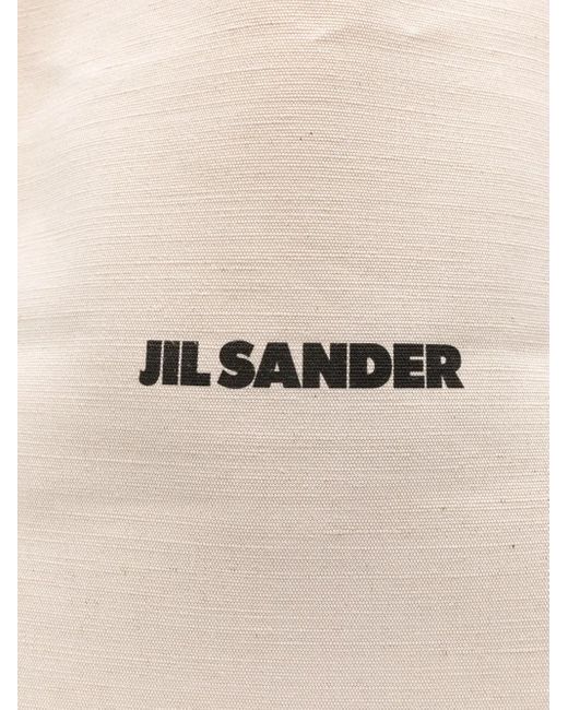 Jil Sander Natural Flat Embroidered-Logo Tote Bag