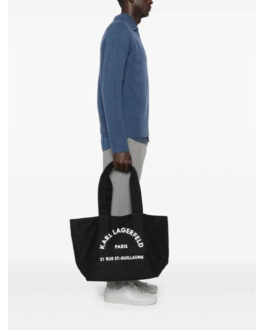 Karl Lagerfeld Black Logo-Print Tote Bag for men
