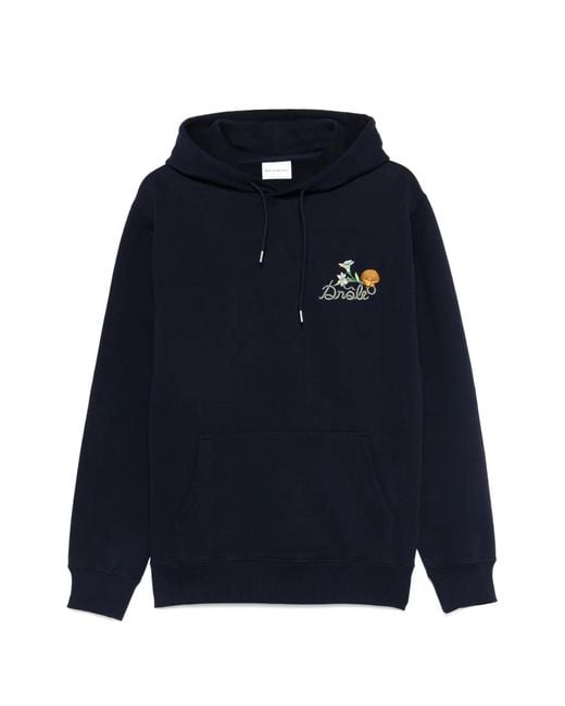 Drole de Monsieur Blue Shell Embroidered Hoodie for men