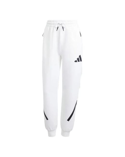 Adidas White Zne Logo-Print Stripe-Detail Track Pants