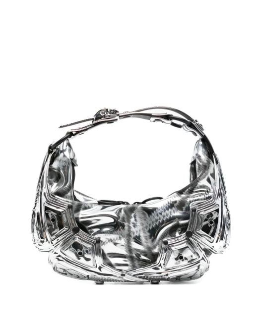 Innerraum Blue Metallic-Effect Top-Zip Shoulder Bag
