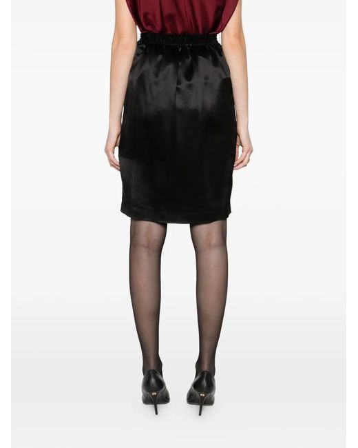 Saint Laurent Black Buttoned Belted Mini Skirt