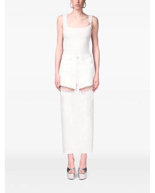 Area White Crystal-embellished Jeans