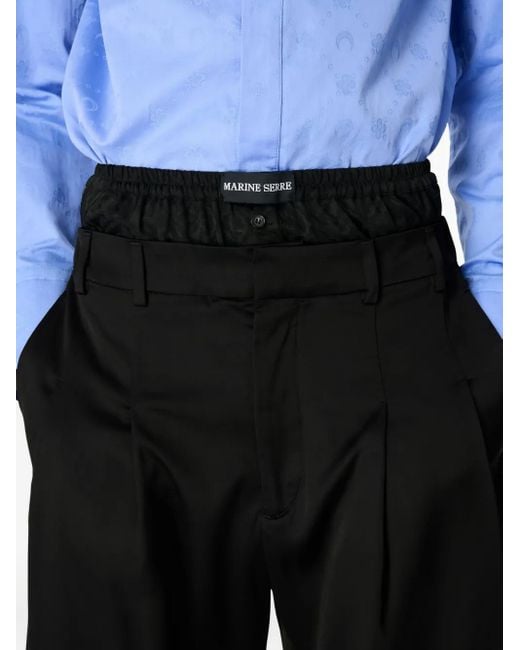 MARINE SERRE Blue Moonogram-Jacquard Poplin Shirt for men