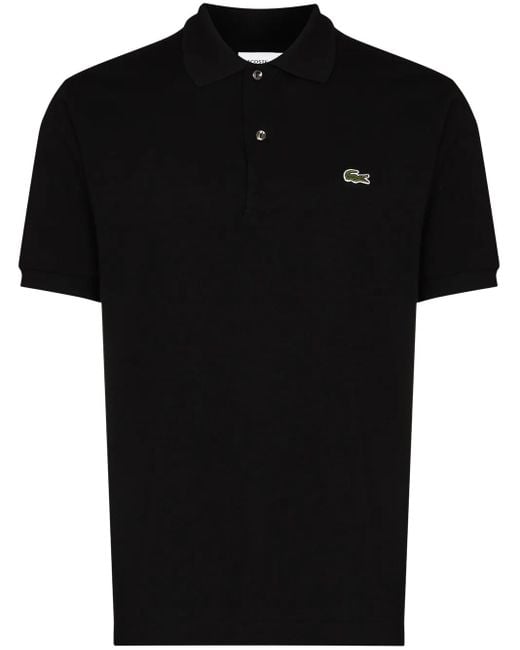 Lacoste Black Logo-Patch Short-Sleeve Polo Shirt for men
