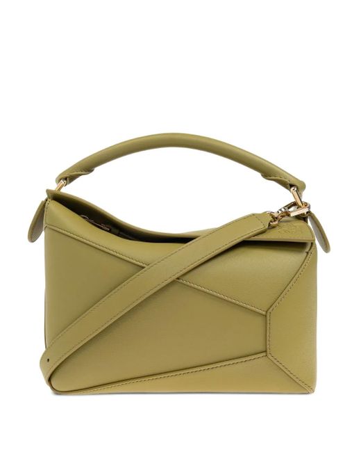 Loewe Green Small Puzzle Leather Tote Bag