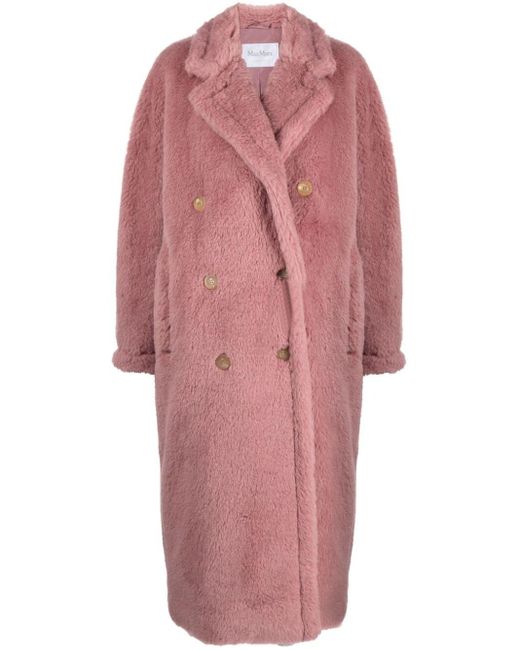 Max Mara Pink Double-breasted Fleece Coat