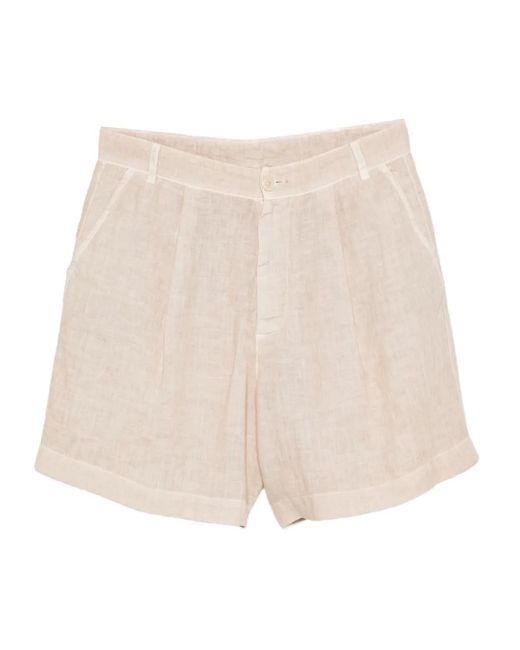 120% Lino Natural Leinen-Shorts mit Falten