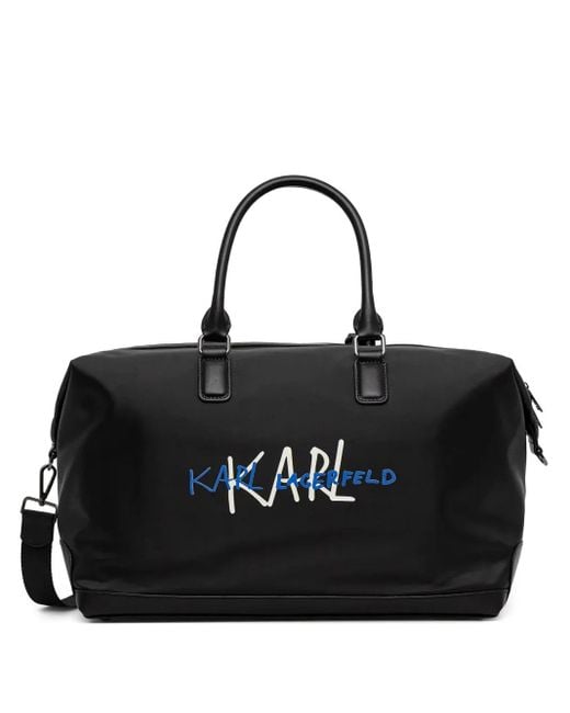 Borsone Con Stampa di Karl Lagerfeld in Black da Uomo