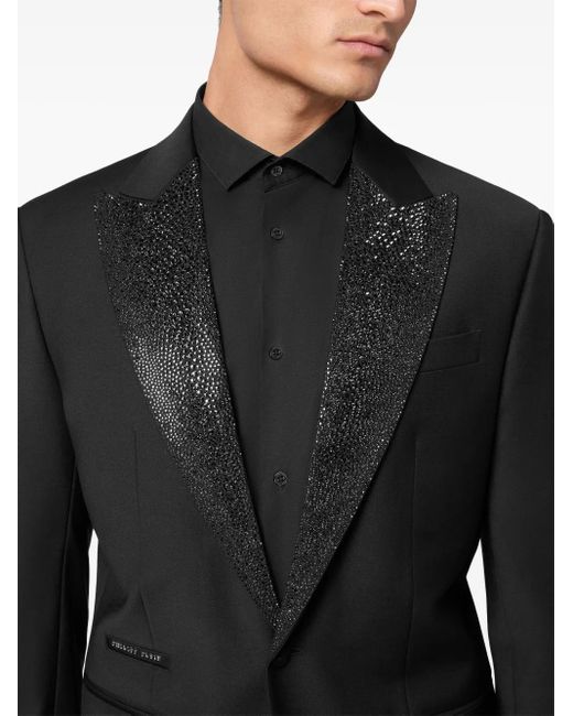 Philipp Plein Black Rhinestone-Embellished Blazer for men