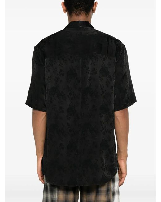 Song For The Mute Black Floral-Jacquard Shirt for men