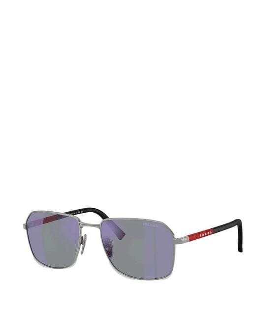 Prada Linea Rossa Metallic Logo-Detail Sunglasses for men