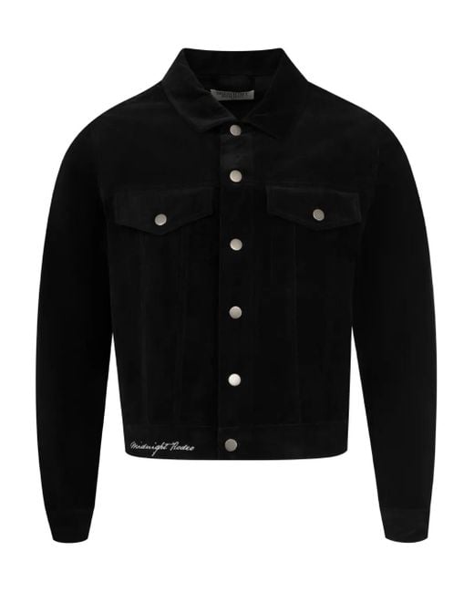 MIDNIGHT RODEO Black Velour Shirt Jacket for men