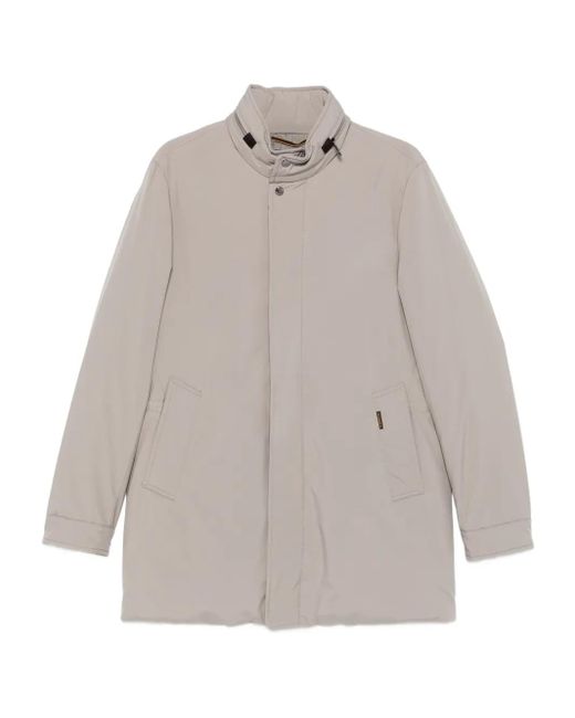 Moorer Gray High-Neck Buttoned Coat for men