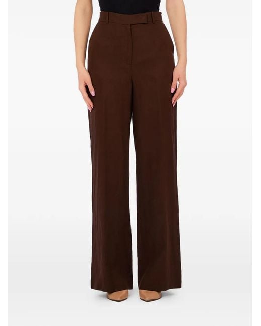 Liu Jo Brown Pantalon En Lin Mélangé