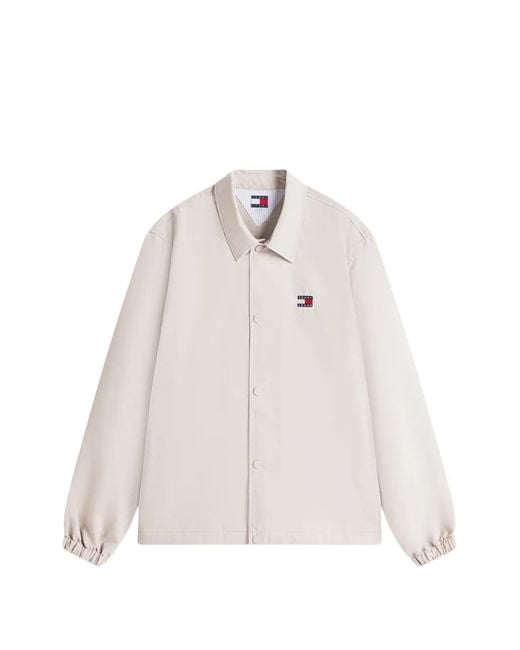 Tommy Hilfiger White Logo-Patch Overshirt for men