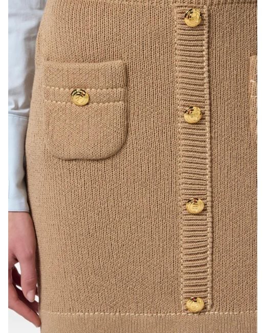 Elisabetta Franchi Natural Decorative-Button Mini Skirt