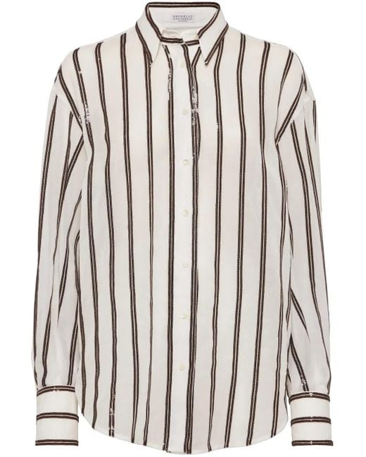 Brunello Cucinelli スパンコール シャツ White