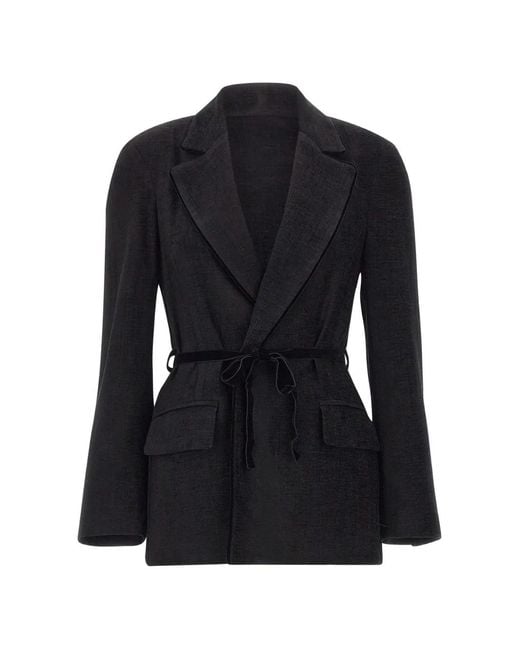 Kaos Black Belted Suede-Effect Blazer