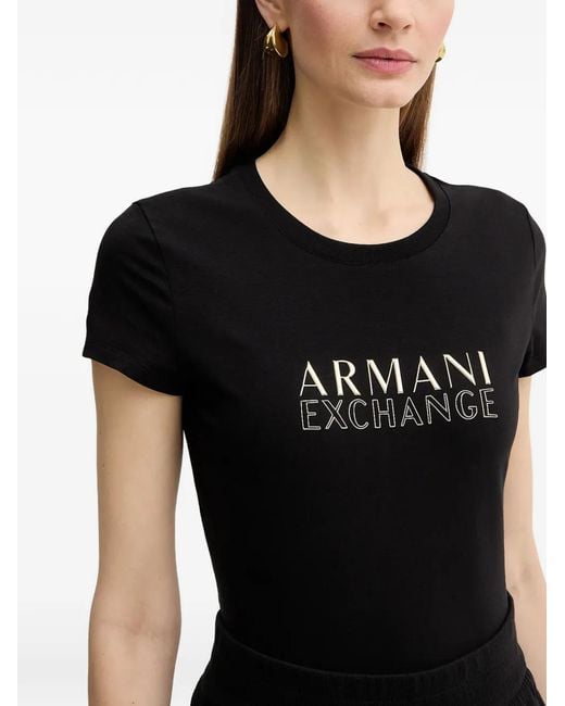 ARMANI EXCHANGE Black Logo-Lettering T-Shirt