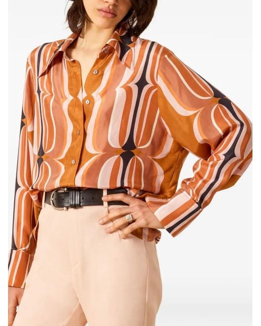 Alix Of Bohemia Orange Abstract-Print Button-Down Shirt
