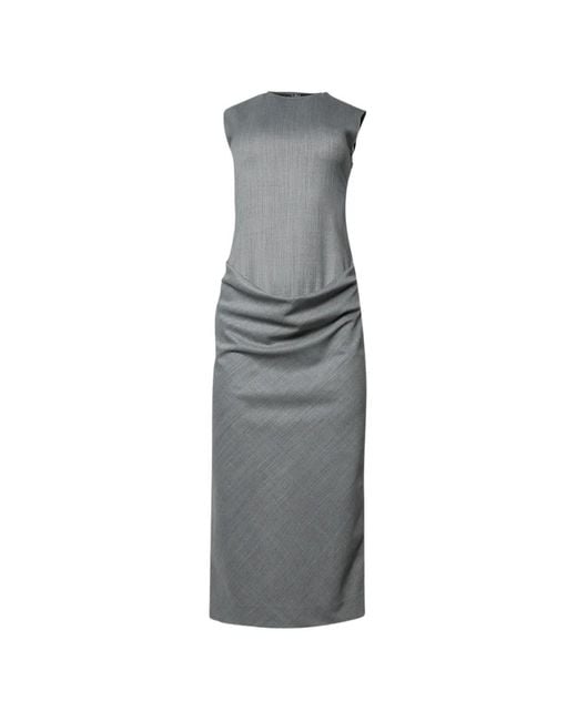 Burc Akyol Gray Caryatid Wool Maxi Dress
