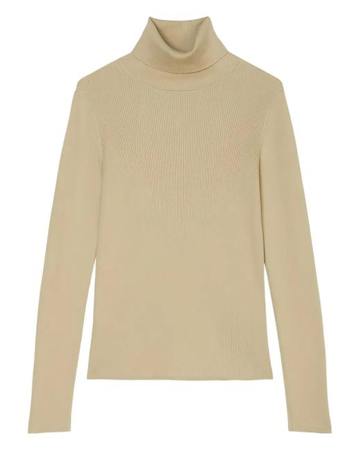 Top de canalé con cuello alto Marc O' Polo de color Natural