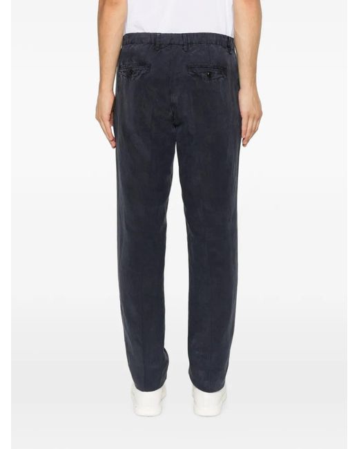 Pal Zileri Blue Straight-Leg Pleated Trousers for men