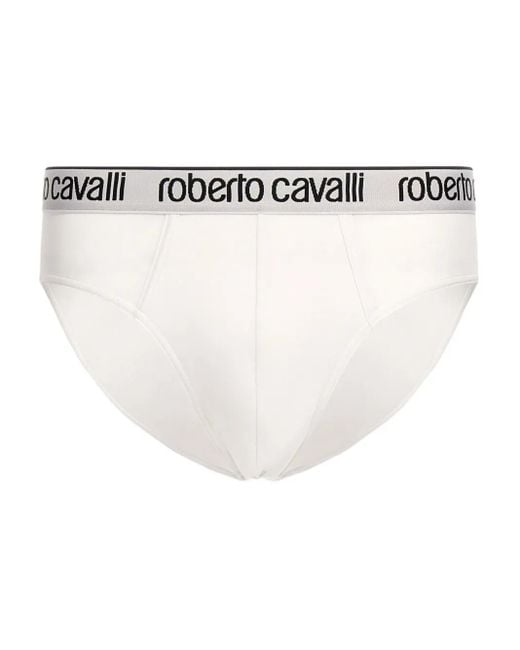 Roberto Cavalli White Logo Briefs for men