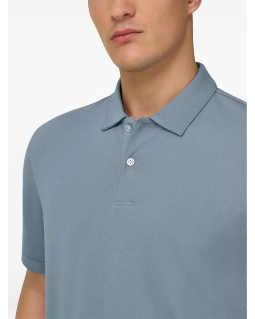 Boggi Blue High-Performance Piqué Polo Shirt With -Cafè Yarn for men