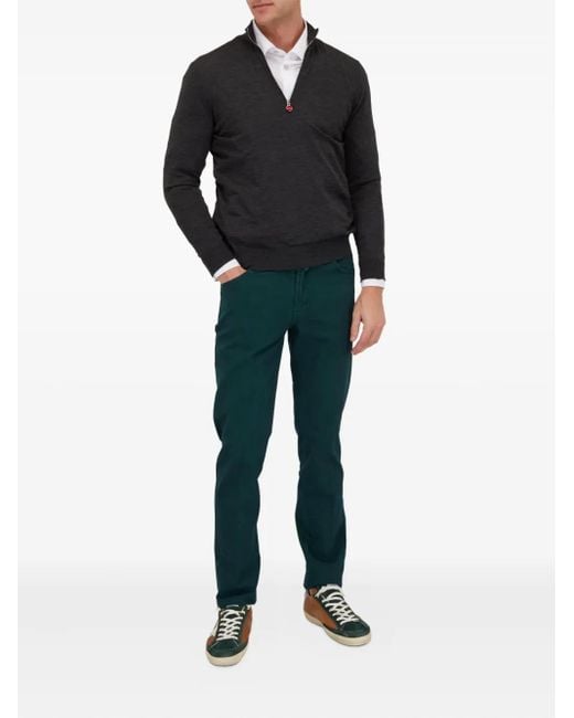 Kiton Black Half-Zip Wool Sweater for men