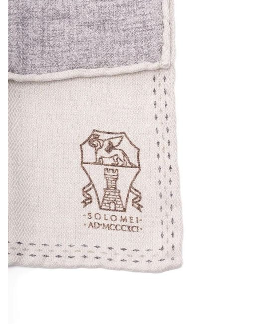Brunello Cucinelli White Silk Pocket Square for men