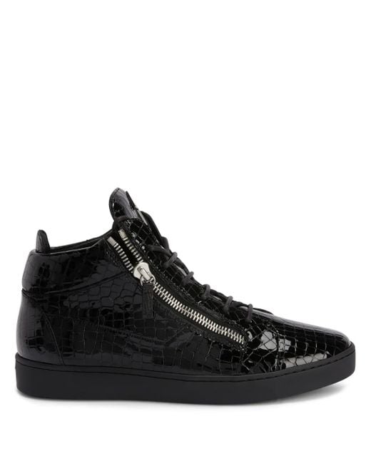 Giuseppe Zanotti Black Kriss Patent Mid-Top Sneakers for men